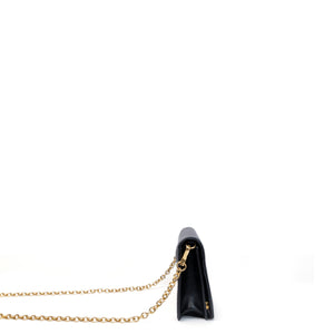 PRADA WALLET ON CHAIN SAFFIANO LEATHER BLACK GHW