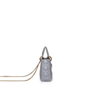 CHRISTIAN DIOR MINI LADY DIOR OPALINE GREY GHW