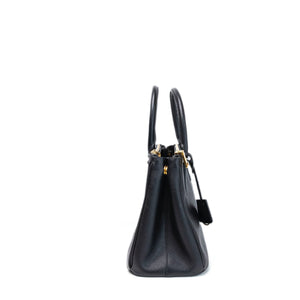 PRADA SMALL SAFFIANO LUX GALLERIA DOUBLE ZIP TOTE BAG BLACK LEATHER GHW