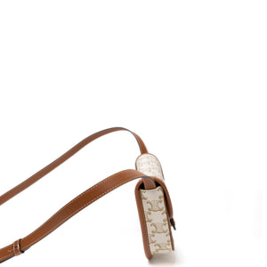 CELINE MINI BESACE TRIOMPHE CANVAS/ CALFSKIN WHITE GHW