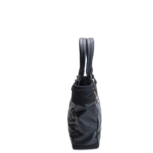 CHANEL SMALL QUILTED COATED CANVAS PARIS BIARRITZ TOTE BAG BLACK SHW