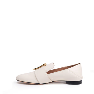 BALLY JANELLE BB WHITE  LEATHER FLATS SIZE 37.5