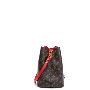 LOUIS VUITTON NEO NOE BROWN/ RED POUDRE MONOGRAM CANVAS GHW