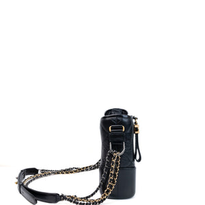 CHANEL MEDIUM GABRIELLE HOBO BAG BLACK CALFSKIN LEATHER GOLD / SILVER TONE