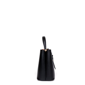 PRADA PANIER SMALL SAFFIANO LEATHER BAG BLACK GHW