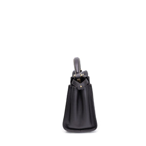 FENDI MINI PEEKABOO BAG DARK BROWN CALFSKIN LEATHER GHW
