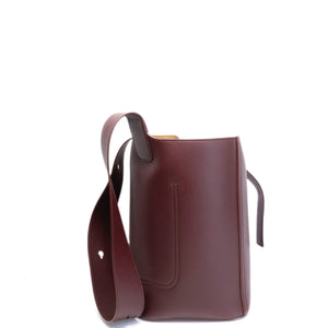 LOEWE MEDIUM PEBBLE BUCKET BAG DARK BURGUNDY CALFSKIN GHW
