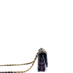 CHANEL SMALL 19 BAG TWEED BLACK / RED / WHITE MULTICOLOUR HARDWARE