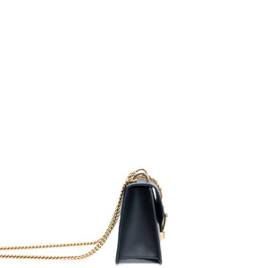 GUCCI MINI SYLVIE CHAIN BAG BLACK CALFSKIN GHW