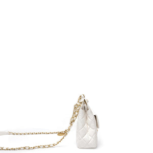 CHANEL 23C SMALL WHITE SHINY CALFSKIN HOBO BAG GHW