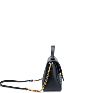 GUCCI GG MARMONT SMALL TOP HANDLE BAG BLACK CALFSKIN GHW