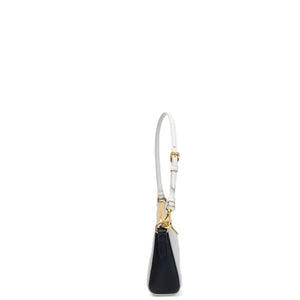 PRADA SAFFIANO LEATHER MINI POCHETTE BAG WHITE / BLACK GHW