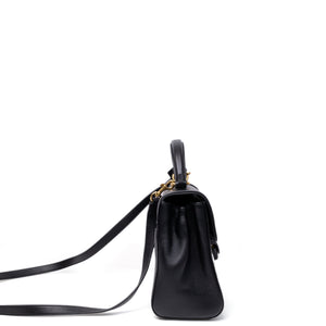 SAINT LAURENT SAC MOUJIK TOP HANDLE BLACK GRAINED LEATHER GHW
