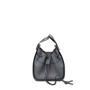 LOEWE MINI HAMMOCK DRAWSTRING BAG GREY GRAINED CALFSKIN LEATHER SHW