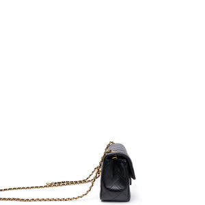 CHANEL 26C PEARL CRUSH MINI RECTANGULAR FLAP BLACK LAMBSKIN LEATHER GHW ( MICROCHIP)
