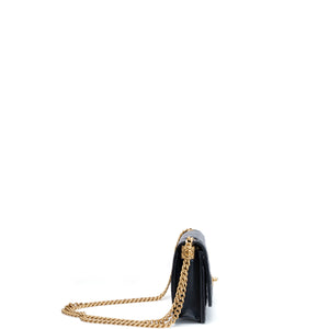 CHANEL 22K GOLD PILLAR WALLET ON CHAIN BLACK LAMBSKIN GHW