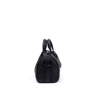 LOUIS VUITTON KEEPALL BANDOULIERE 25 MONOGRAM BLACK TAURILLON LEATHER BLACK HARDWARE