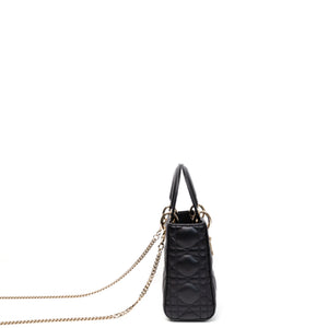 CHRISTIAN DIOR MINI LADY DIOR LAMBSKIN BLACK GHW