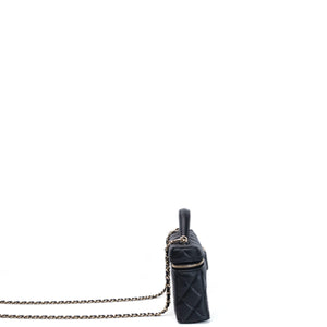 CHANEL TOP HANDLE SLIM VANITY WITH CHAIN BAG BLACK CAVIAR LGHW