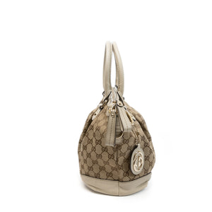 GUCCI GG CANVAS SUKEY OFF-WHITE TOP HANDLE BAG GHW