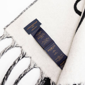 LOUIS VUITTON SIGNATURE SCARF BLACK & WHITE WOOL