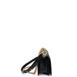 CHANEL MEDIUM LE BOY BRAIDED CHAIN BAG BLACK CALFSKIN LEATHER GHW