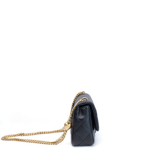 CHANEL COCO LOVE FLAP BAG BLACK CAVIAR GHW (MICROCHIP)