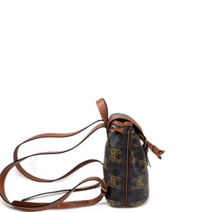 CELINE MINI BACKPACK FOLCO TRIOMPHE CANVAS / CALFSKIN BLACK GHW