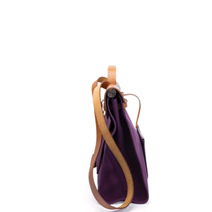 HERMES HERBAG 39 ZIP BAG HUNTER / CANVAS PURPLE SHW STAMP SQUARE O