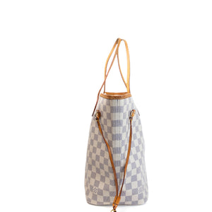 LOUIS VUITTON NEVERFULL MM DAMIER AZUR CANVAS ROSE BALLERINE GHW