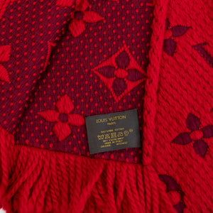 LOUIS VUITTON LOGOMANIA SCARF WOOL / SILK RED