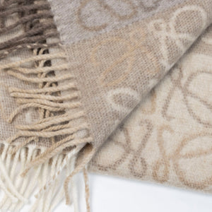 LOEWE ANAGRAM SCARF IN WOOL & CASHMERE BEIGE