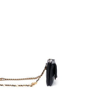 CHANEL 22S SHINY CAVIAR PICK ME UP FLAP BELT BAG BLACK CALFSKIN GHW