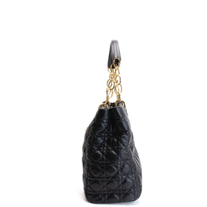 CHRISTIAN DIOR SOFT SHOPPING TOTE BLACK CANNAGE QUILTED LAMBSKIN GHW