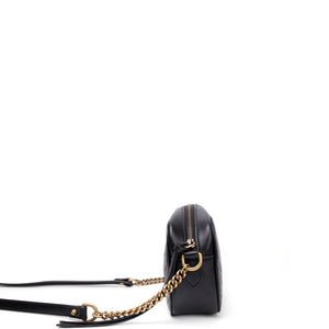 GUCCI GG MARMONT SMALL MATELASSE SHOULDER BAG BLACK CALFSKIN LEATHER GHW