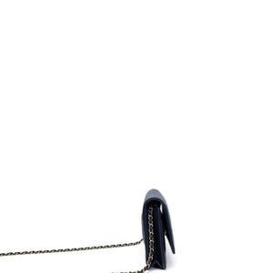 CHANEL CLASSIC WALLET ON CHAIN CAVIAR NAVY GHW (MICROCHIP)
