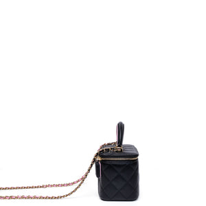 CHANEL 23P VANITY TOP HANDLE LAMBSKIN LEATHER BLACK BAG
