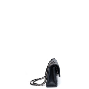 CHANEL SMALL CLASSIC DOUBLE FLAP BAG BLACK CAVIAR LEATHER SHW