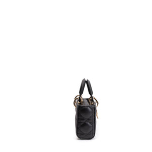 CHRISTIAN DIOR D-JOY MICRO BAG BLACK LAMBSKIN LEATHER LGHW
