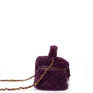 CHANEL TOP HANDLE SMALL VANITY CASE SHEARLING PURPLE GHW (MICROCHIP)