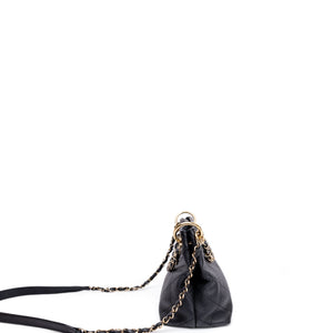 CHANEL SMALL CITY WALK HOBO BLACK CAVIAR QUILTED LEATHER GHW
