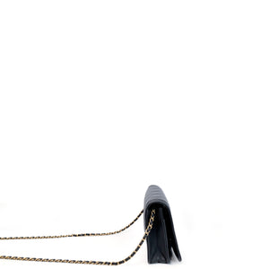 CHANEL BOY WOC WALLET ON CHAIN BLACK LAMBSKIN LEATHER GHW
