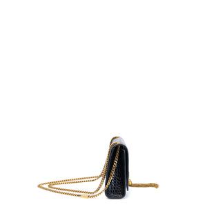 SAINT LAURENT SMALL KATE BAG WITH TASSEL CROC-EMBOSSED LEATHER BLACK GHW