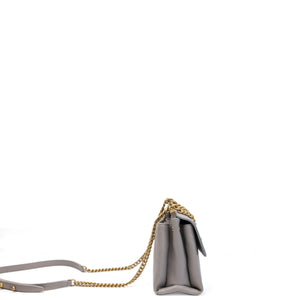 CHANEL COCO LUXE FLAP BAG GREY LAMBSKIN LEATHER GHW