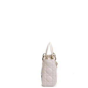 CHRISTIAN DIOR MINI LADY DIOR LAMBSKIN WHITE GHW