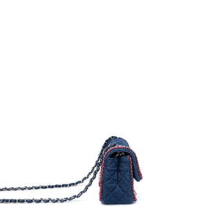CHANEL DENIM MINI FLAP BAG BLUE WITH TWEED SHW