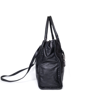 MIUMIU TOTE BAG CALFSKIN LEATHER BLACK
