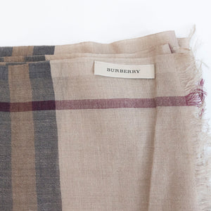 BURBERRY BEIGE VINTAGE WOOL & SILK SCARF