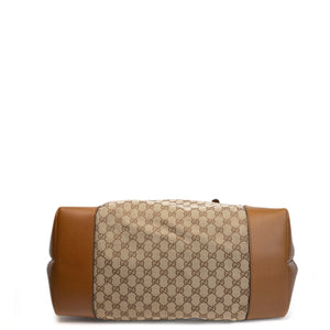 GUCCI BOSTON BAG GG CANVAS BROWN TOTE BAG SHW
