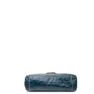 PRADA VITELLO SHINE CHAIN SHOULDER BAG BLUE GHW